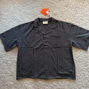 Men's YoungLA 4054 RevereShirtButtonUpRawHem 100% Cotton XL, NWT, Charcoal